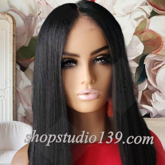 Human hair long black bob lacefront wig - Picture 3 of 4
